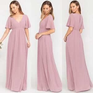 show me your mumu emily empire maxi dress antique rose chiffon women small